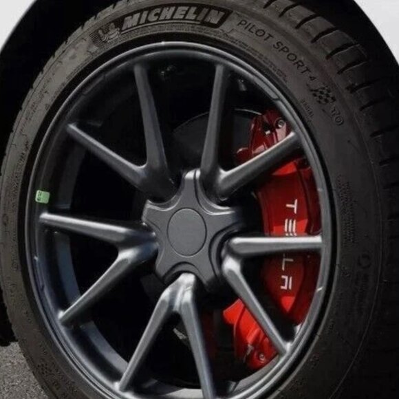 10x TESLA style Decal Sticker Vinyl Brake Caliper  White. 5 front bigger Caliper - Picture 1 of 2